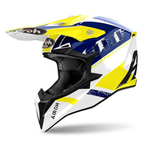 Airoh Мотошлем Wraaap Feel Yellow/Blue Gloss в Барнауле